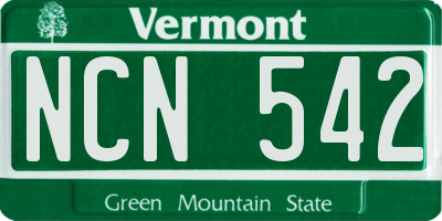 VT license plate NCN542