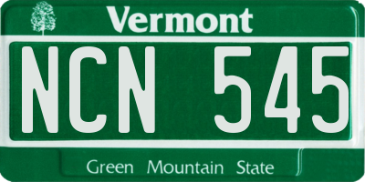 VT license plate NCN545