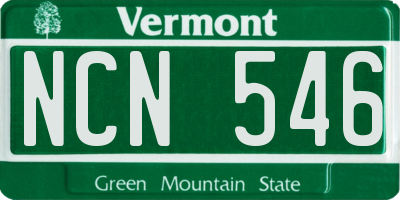 VT license plate NCN546