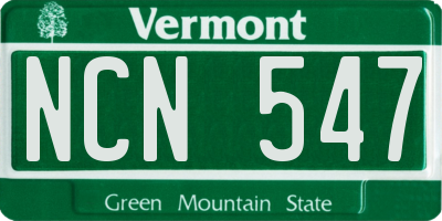 VT license plate NCN547