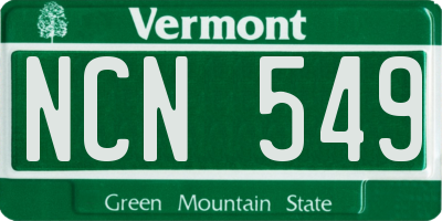 VT license plate NCN549
