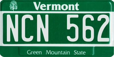 VT license plate NCN562