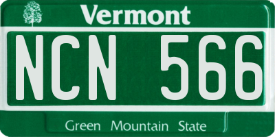 VT license plate NCN566