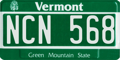 VT license plate NCN568