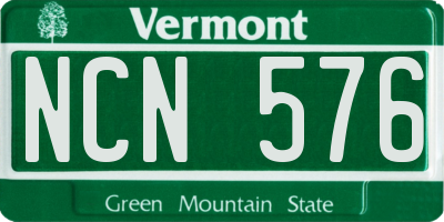 VT license plate NCN576