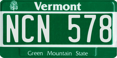 VT license plate NCN578