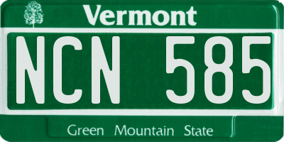 VT license plate NCN585