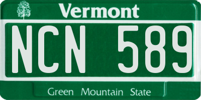 VT license plate NCN589