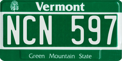 VT license plate NCN597