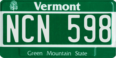 VT license plate NCN598