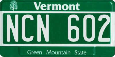 VT license plate NCN602