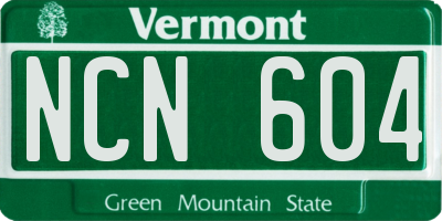 VT license plate NCN604