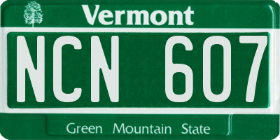 VT license plate NCN607