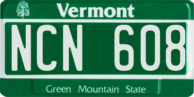VT license plate NCN608