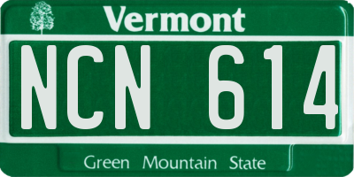 VT license plate NCN614
