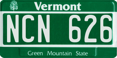 VT license plate NCN626