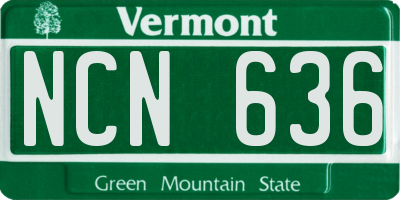 VT license plate NCN636