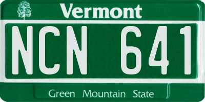 VT license plate NCN641