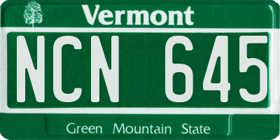 VT license plate NCN645
