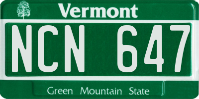 VT license plate NCN647