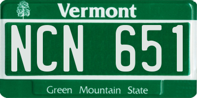 VT license plate NCN651