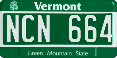 VT license plate NCN664