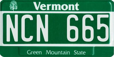 VT license plate NCN665
