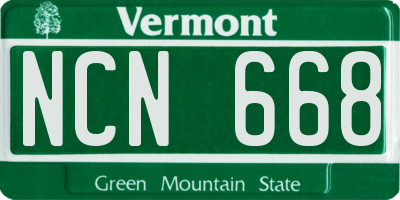 VT license plate NCN668