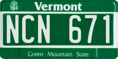 VT license plate NCN671