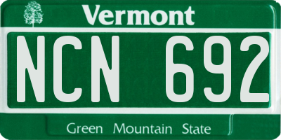 VT license plate NCN692