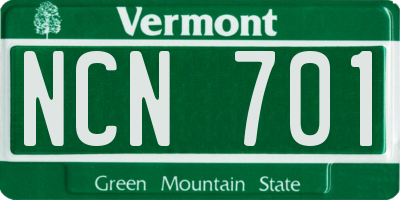 VT license plate NCN701