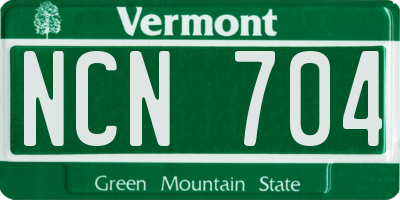 VT license plate NCN704