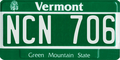 VT license plate NCN706