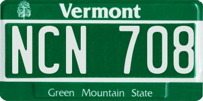 VT license plate NCN708