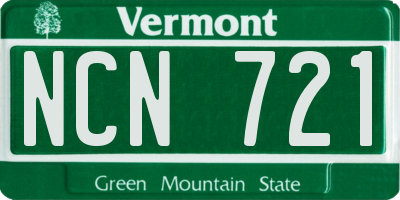 VT license plate NCN721