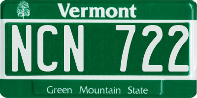 VT license plate NCN722