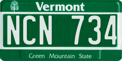VT license plate NCN734