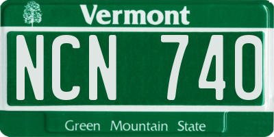 VT license plate NCN740