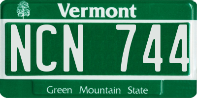 VT license plate NCN744