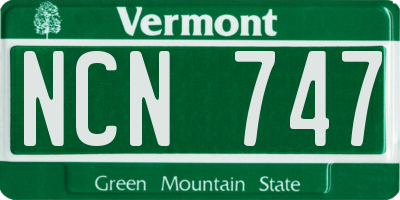 VT license plate NCN747