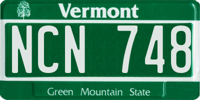 VT license plate NCN748