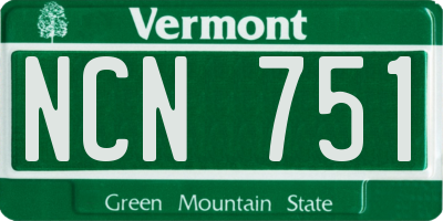 VT license plate NCN751
