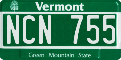VT license plate NCN755