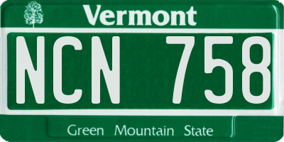 VT license plate NCN758