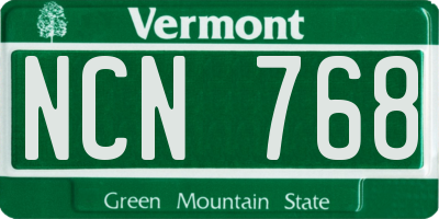 VT license plate NCN768
