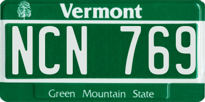 VT license plate NCN769