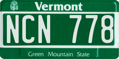 VT license plate NCN778