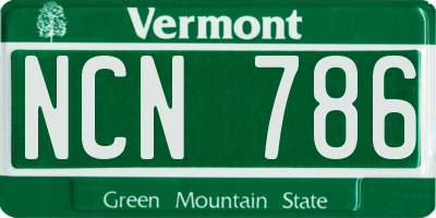 VT license plate NCN786