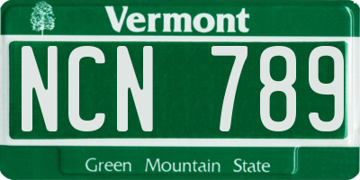 VT license plate NCN789