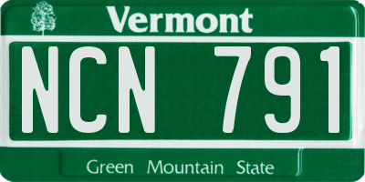 VT license plate NCN791